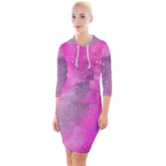 Purple Space Paint Quarter Sleeve Hood Bodycon Dress by goljakoff