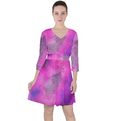 Purple Space Paint Ruffle Dress by goljakoff