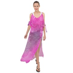 Purple Space Paint Maxi Chiffon Cover Up Dress by goljakoff