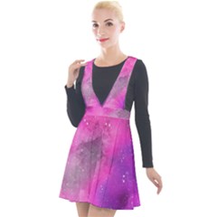 Purple Space Paint Plunge Pinafore Velour Dress by goljakoff