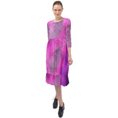 Purple Space Paint Ruffle End Midi Chiffon Dress by goljakoff