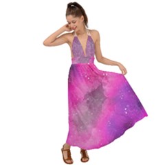 Purple Space Paint Backless Maxi Beach Dress by goljakoff