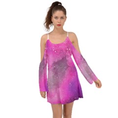 Purple Space Paint Kimono Sleeves Boho Dress by goljakoff