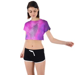 Purple Space Paint Tie Back Short Sleeve Crop Tee by goljakoff