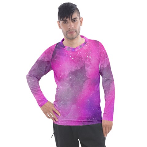 Purple Space Paint Men s Pique Long Sleeve Tee by goljakoff