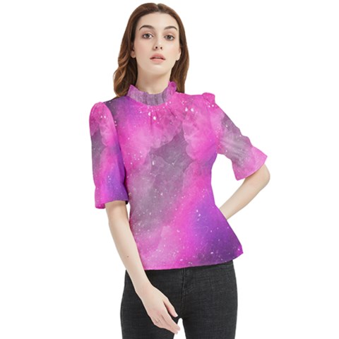 Purple Space Paint Frill Neck Blouse by goljakoff