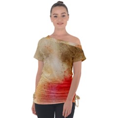 Gold Drops Off Shoulder Tie-up Tee