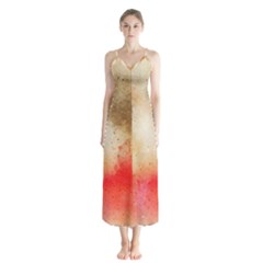 Gold Drops Button Up Chiffon Maxi Dress by goljakoff