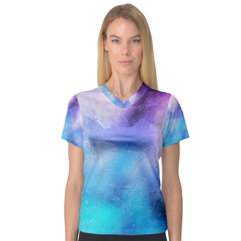 Metallic Paint V-neck Sport Mesh Tee by goljakoff