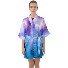 Metallic Paint Half Sleeve Satin Kimono  by goljakoff