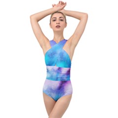 Metallic Paint Cross Front Low Back Swimsuit by goljakoff