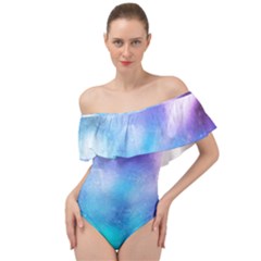 Metallic Paint Off Shoulder Velour Bodysuit  by goljakoff