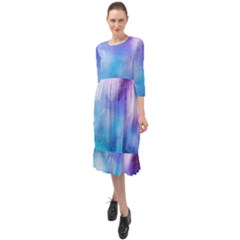 Metallic Paint Ruffle End Midi Chiffon Dress by goljakoff