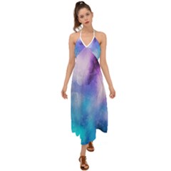 Metallic Paint Halter Tie Back Dress  by goljakoff