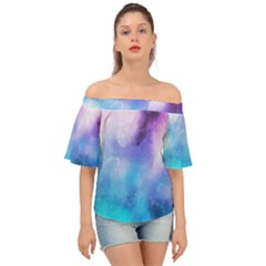 Metallic Paint Off Shoulder Short Sleeve Top by goljakoff