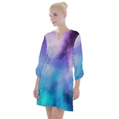 Metallic Paint Open Neck Shift Dress by goljakoff