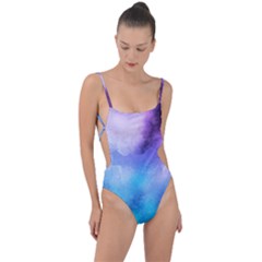 Metallic Paint Tie Strap One Piece Swimsuit by goljakoff