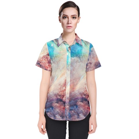 Abstract Galaxy Paint Women s Short Sleeve Shirt by goljakoff