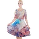 Abstract galaxy paint Quarter Sleeve A-Line Dress View1