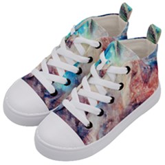 Abstract Galaxy Paint Kids  Mid-top Canvas Sneakers by goljakoff