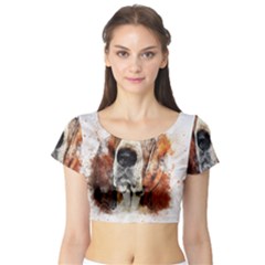 Dog Paint Short Sleeve Crop Top by goljakoff