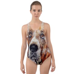 Dog Paint Cut-out Back One Piece Swimsuit