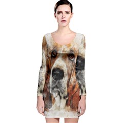 Dog Paint Long Sleeve Velvet Bodycon Dress by goljakoff