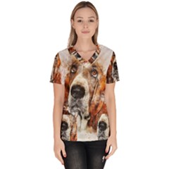 Dog Paint Women s V-neck Scrub Top by goljakoff