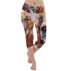 Dog Paint Lightweight Velour Capri Yoga Leggings by goljakoff