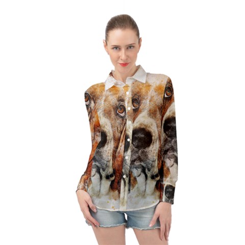 Dog Paint Long Sleeve Chiffon Shirt by goljakoff