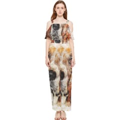 Dog Paint Draped Sleeveless Chiffon Jumpsuit by goljakoff