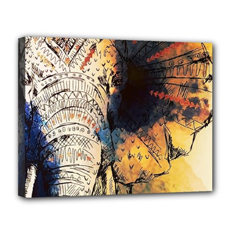 Elephant Mandala Canvas 14  X 11  (stretched) by goljakoff