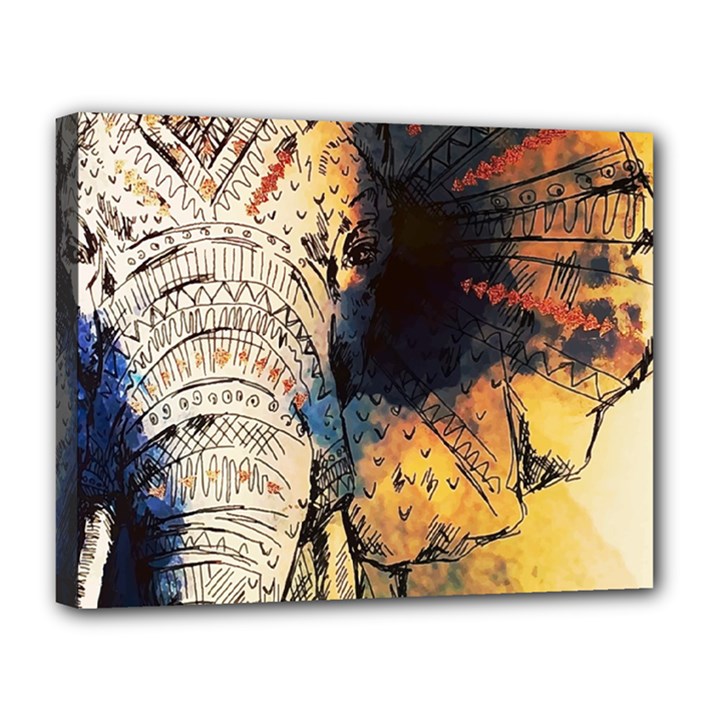 Elephant mandala Canvas 14  x 11  (Stretched)