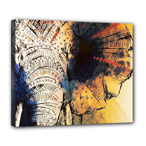 Elephant Mandala Deluxe Canvas 24  X 20  (stretched) by goljakoff