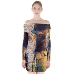 Elephant Mandala Long Sleeve Off Shoulder Dress by goljakoff