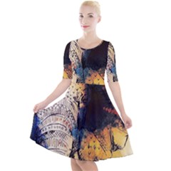 Elephant Mandala Quarter Sleeve A-line Dress by goljakoff