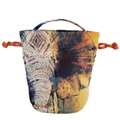 Elephant Mandala Drawstring Bucket Bag by goljakoff