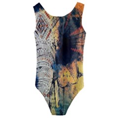 Elephant Mandala Kids  Cut-out Back One Piece Swimsuit by goljakoff