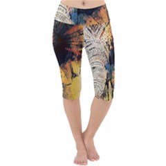 Elephant Mandala Lightweight Velour Cropped Yoga Leggings by goljakoff