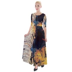 Elephant Mandala Half Sleeves Maxi Dress by goljakoff