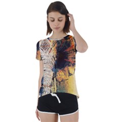 Elephant Mandala Short Sleeve Foldover Tee by goljakoff