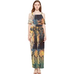 Elephant Mandala Draped Sleeveless Chiffon Jumpsuit by goljakoff