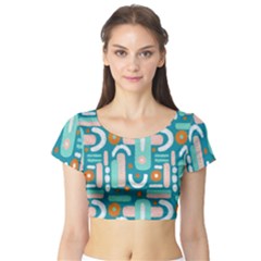 Abstract Shapes Short Sleeve Crop Top by SychEva