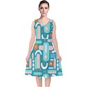 Abstract Shapes V-Neck Midi Sleeveless Dress  View1