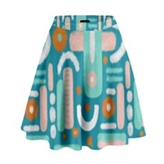 Abstract Shapes High Waist Skirt by SychEva