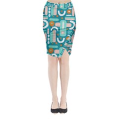 Abstract Shapes Midi Wrap Pencil Skirt by SychEva