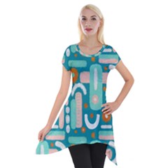 Abstract Shapes Short Sleeve Side Drop Tunic by SychEva