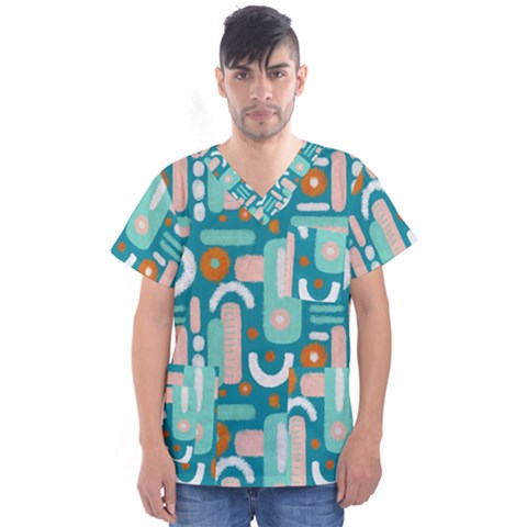 Abstract Shapes Men s V-neck Scrub Top by SychEva