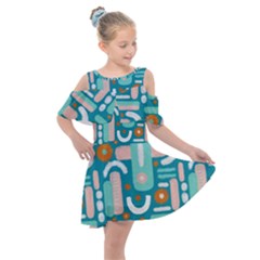 Abstract Shapes Kids  Shoulder Cutout Chiffon Dress by SychEva