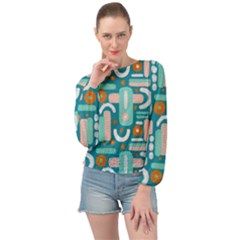 Abstract Shapes Banded Bottom Chiffon Top by SychEva